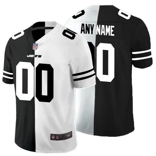 Men's New York Jets ACTIVE PLAYER Black & White NFL Split Limited Stitched Jersey